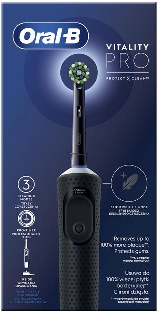 Електрична зубна щітка Oral-B Pro Protect X Clean чорна, 1 штука