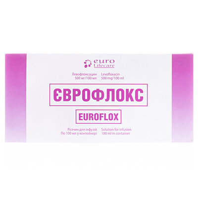 Єврофлокс розчин д/інф. 500 мг/100 мл по 100 мл у конт.