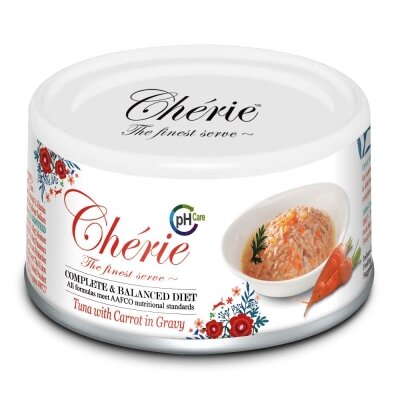 Корм вологий Cherie Complete & Balanced Diet для котів зі шматочками тунця та моркви в cоусі для підтримки сечовивідних шляхів, 80 г