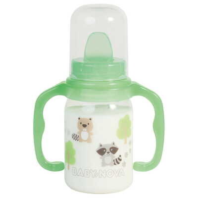 Пляшечка Baby-Nova 46003 Декор пластикова з декором, з ручками, 125 мл