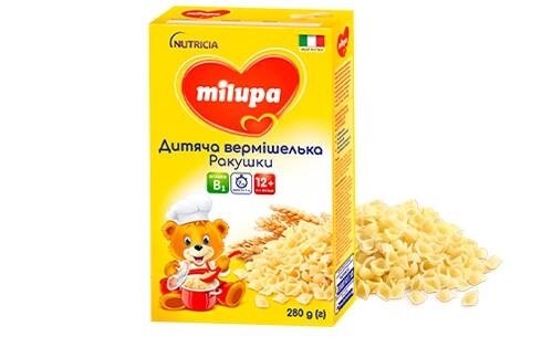Вермішель Milupa Ракушки для харчування дітей з 12 місяців, 280 г
