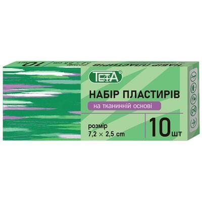 Набір пластирів Teta на тканинній основі, 7,2 х 2,5 см, 10 штук