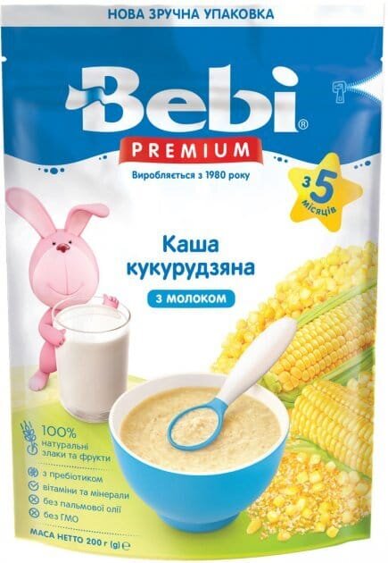 Каша молочна Bebi Premium Кукурудзяна, з 5 місяців, 200 г