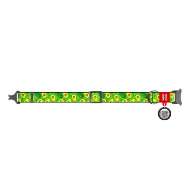 Нашийник Collar WAUDOG Nylon з QR-паспортом, малюнок Авокадо, металева пряжка-фастекс, ширина 15 мм довжина 23-25 см
