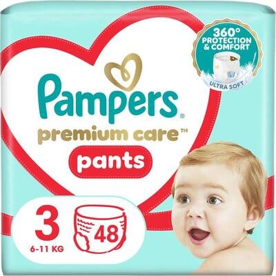 Підгузки-трусики Pampers Premium Care Pants дитячі розмір 3, 6-11 кг, 48 шт