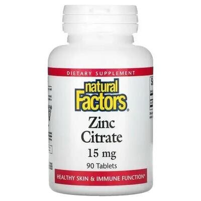 Цинк цитрат Natural Factors Zinc Citrate 15 мг, 90 таблеток
