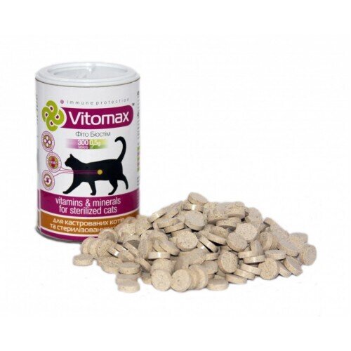 Вітаміни Vitomax 200107 комплекс для кастрованих котів, 300 таблеток