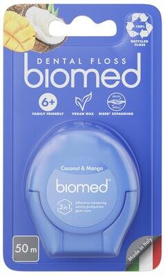 Зубна нитка BioMed Комплексна з ароматом кокосу та манго, 50 м