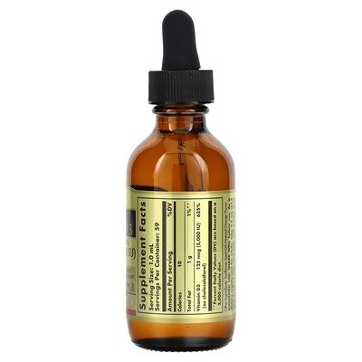 Вітамін Д3 Solgar Liquid Vitamin D3 (Cholecalciferol) 125 мкг (5000 МО) смак апельсину, 59 мл