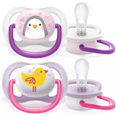 Пустушка силіконова Philips Avent Ultra Air Animal SCF080/11 ортодонтична, 0-6 місяців, 2 шт