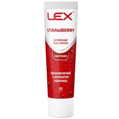 Гель-змазка інтимна Lex Strawberry зволожуючий з ароматом полуниці та пантенолом (лубрикант), 30 мл