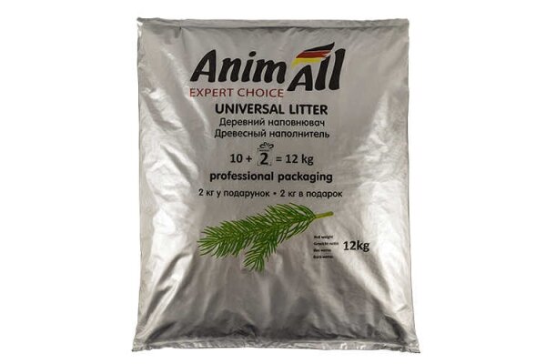 Наповнювач для туалету AnimAll деревний, 12 кг