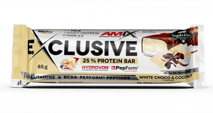 Батончик Amix Nutrition Exclusive Protein Bar білий шоколад-кокос, 85 г 1/12