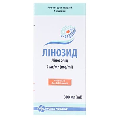 Лінозид розчин д/інф. 2 мг/мл по 300 мл у флак.