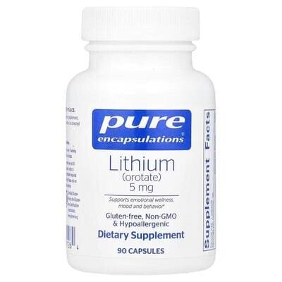 Літій (оротат) Pure Encapsulations Lithium (Orotate) 5 мг, 90 капсул