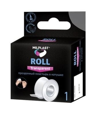 Пластир медичний Milplast ROLL Transparent на прозорій основі 5 м х 2,5 см, в котушці