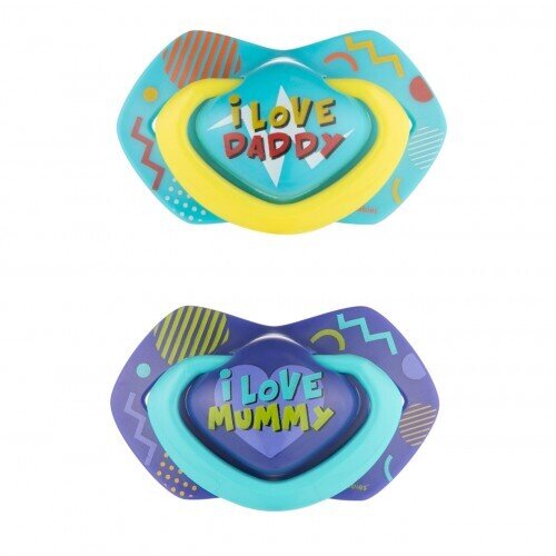 Пустушка силіконова Canpol Babies Neon Love симетрична 22/653_blu, 6-18 місяців, 2 шт