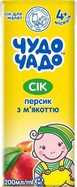 Сік Чудо-Чадо персиковий з м'якоттю, з цукром, 200 мл