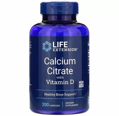 Кальцію цитрат з вітаміном Д Life Extension Calcium Citrate with Vitamin D, 200 капсул
