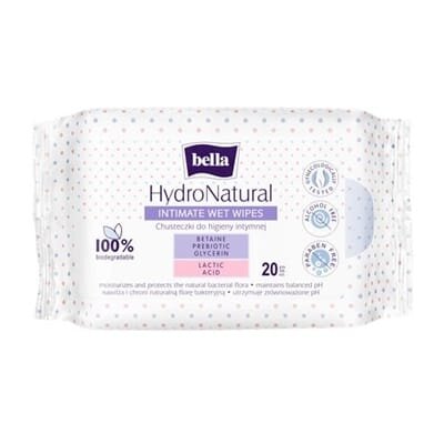 Серветки вологі Bella HydroNatural для інтимної гігієни, 20 штук