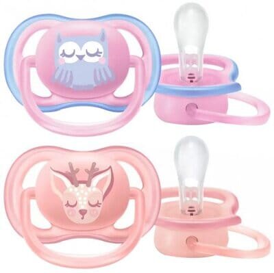 Пустушка силіконова Philips Avent Ultra Air SCF085/02 ортодонтична, 0-6 місяців, для дівчаток, 2 шт