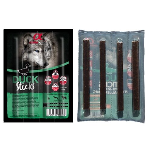 Ласощі напіввологі для собак Alpha Spirit DOG Sticks Duck Chicken, 4 штуки (40 г)