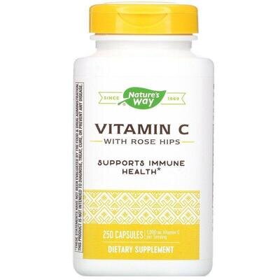 Вітамін C Nature's Way Vitamin C With Rose Hips C-1000, 250 капсул