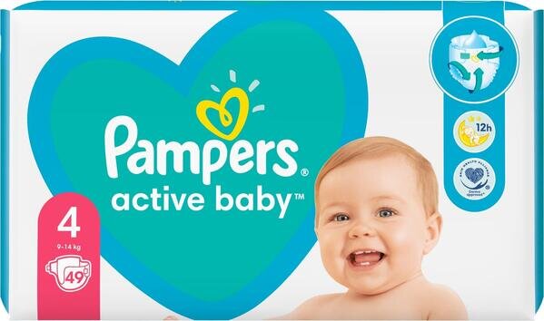 Підгузки дитячі Pampers Active Baby розмір 4, 9-14 кг, 49 шт