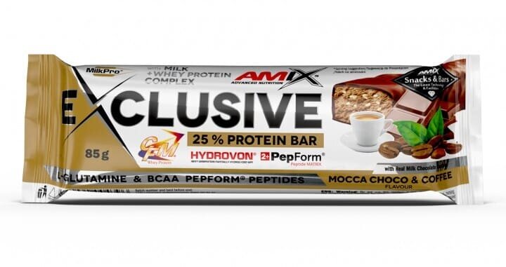 Батончик Amix Nutrition Exclusive Protein Bar моко-шоко-кава, 85 г 1/12