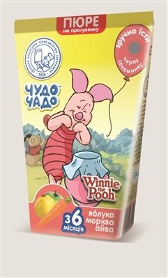 Пюре фруктово-овочеве Чудо-Чадо Winnie Pooh Яблуко-морква-айва з цукром, 135 г