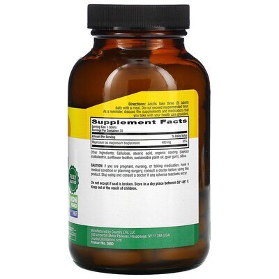 Магнію гліцинат хелатний Country Life Chelated Magnesium Glycinate 133 мг, 90 таблеток