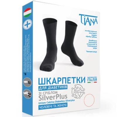 Шкарпетки для діабетиків Tiana 725 SilverPlus зі сріблом, колір чорний, розмір 1