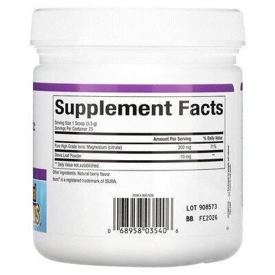 Магній цитрат Natural Factors Stress Relax Magnesium Citrate суміш для приготування напою, ягідний смак, 250 г