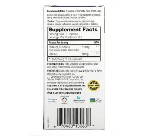 Берберин Enzymedica Berberine, 60 капсул