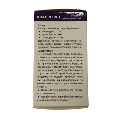 Суспензія SkyVet Квадро Вет протипаразитарна для собак і котів, 10 мл