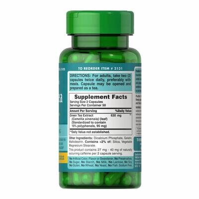Екстракт зеленого чаю Puritan's Pride Green Tea Extract 315 мг, 100 капсул
