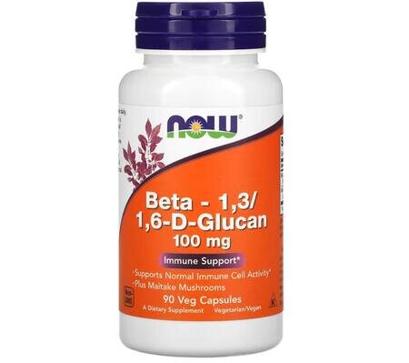 Бета-1,3/1,6-Д-глюкан NOW Beta – 1,3/1,6-D-Glucan 100 мг вег. капсули №90