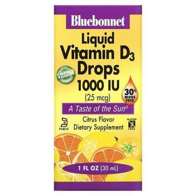 Вітамін D3 1000IU Bluebonnet Nutrition смак апельсину, 30 мл
