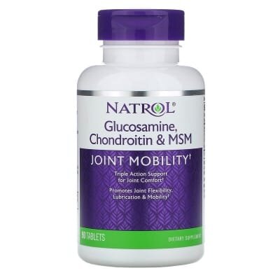 Хондропротектор Natrol Glucosamine, Chondroitin & MSM, 90 таблеток
