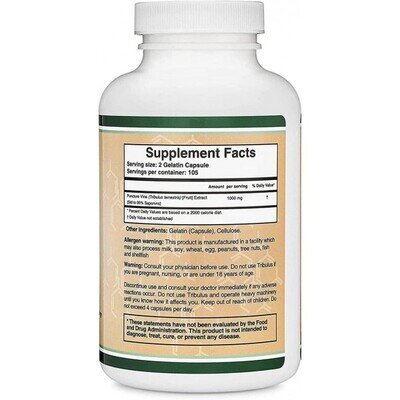 Трибулус Double Wood Tribulus Terrestris 1000 mg (95% Saponins), 210 капсул