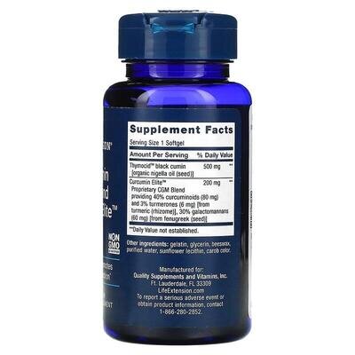 Олія з насіння чорного кмину з куркуміном Life Extension Black Cumin Seed Oil and Curcumin Elite, 60 капсул
