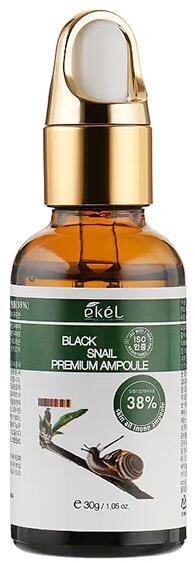 Сироватка для обличчя Ekel Premium Ampoule Black Snail ампульна глибоке зволоження з екстрактом чорного равлика, 30 мл