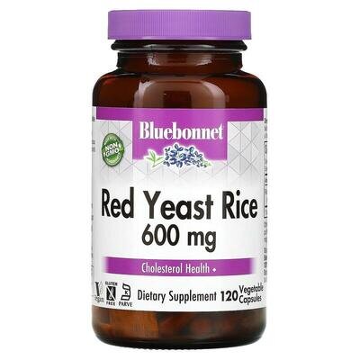 Червоний дріжджовий рис 600 мг Bluebonnet Nutrition Red Yeast Rice, 120 вегетаріанських капсул