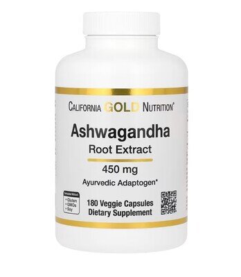 Ашваганда California Gold Nutrition Ashwagandha Root Extrac 450 мг, 180 рослинних капсул