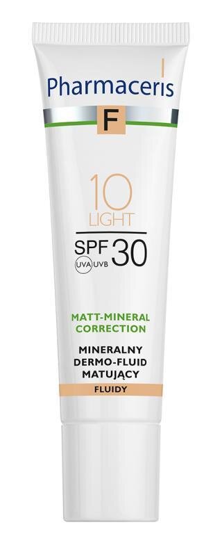 Флюїд для обличчя Pharmaceris F SPF30 мінеральний матуючий тон 10 Light світлий, 30 мл