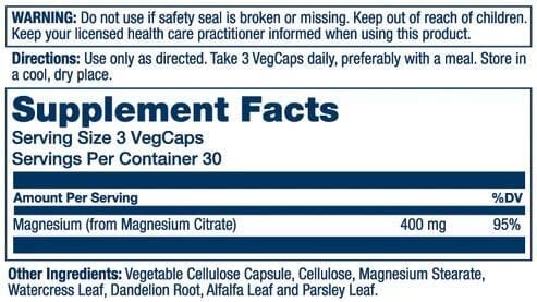 Магнію цитрат Solaray Magnesium Citrate 400, 90 веганських капсул