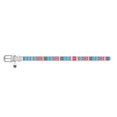 Нашийник для собак Collar WAUDOG Design з QR паспортом, малюнок Етно, шкіряний, ширина 35 мм довжина 46-60 см, білий