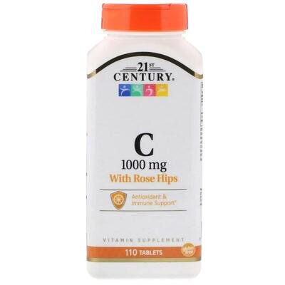 Вітамін С з шипшиною 21st Century Vitamin С with Rose Hips 1000 мг, 110 таблеток