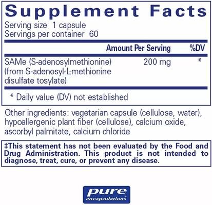 S-аденозилметионин Pure Encapsulations SAMe (S-Adenosylmethionine), 60 капсул