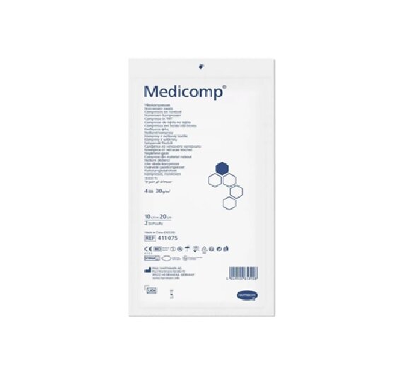 Серветка Medicomp атравматична сорбційна з нетканого матеріалу, 10 см х 20 см, 2 штуки